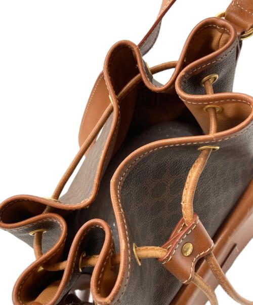 CELINE（セリーヌ）CELINE (セリーヌ) マカダム柄巾着ショルダーバッグ ブラウンの古着・服飾アイテム