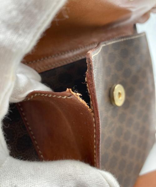 CELINE（セリーヌ）CELINE (セリーヌ) マカダム柄巾着ショルダーバッグ ブラウンの古着・服飾アイテム