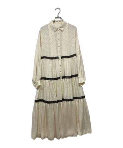Loulou Willoughby（ルルウィルビー）Loulou Willoughby (ルルウィルビー) ブラウスドットワンピース ベージュ サイズ:２の古着・服飾アイテム