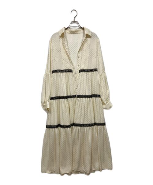 Loulou Willoughby（ルルウィルビー）Loulou Willoughby (ルルウィルビー) ブラウスドットワンピース ベージュ サイズ:２の古着・服飾アイテム