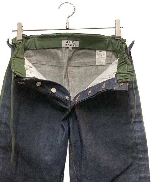 A.P.C.（アーペーセー）A.P.C. (アーペーセー) sacai (サカイ) 21SS PANTALON HARU ナイロン切替デニムパンツ インディゴ サイズ:XXSの古着・服飾アイテム