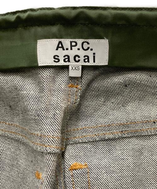 A.P.C.（アーペーセー）A.P.C. (アーペーセー) sacai (サカイ) 21SS PANTALON HARU ナイロン切替デニムパンツ インディゴ サイズ:XXSの古着・服飾アイテム