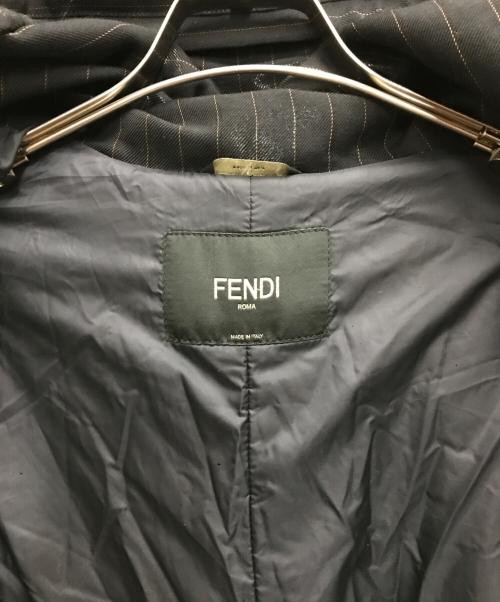 FENDI（フェンディ）FENDI (フェンディ) ストライプフーデットコート ブラック サイズ:50の古着・服飾アイテム