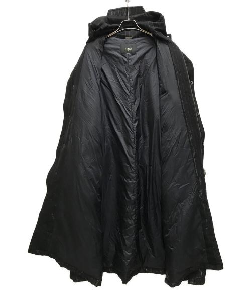 FENDI（フェンディ）FENDI (フェンディ) ストライプフーデットコート ブラック サイズ:50の古着・服飾アイテム