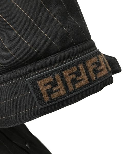 FENDI（フェンディ）FENDI (フェンディ) ストライプフーデットコート ブラック サイズ:50の古着・服飾アイテム