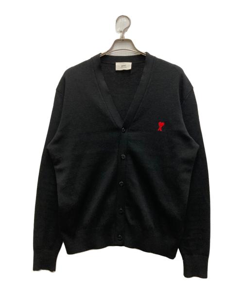 AMI Alexandre Mattiussi（アミアレクサンドルマテュッシ）AMI Alexandre Mattiussi (アミアレクサンドルマテュッシ) ハートロゴ刺繍カーディガン ブラック サイズ:XLの古着・服飾アイテム
