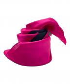 CHANELシャネル）の古着「マトラッセモチーフシルクスカーフ」｜ピンク×ブラック