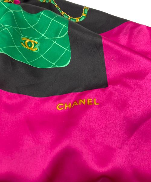 CHANEL（シャネル）CHANEL (シャネル) マトラッセモチーフシルクスカーフ ピンク×ブラックの古着・服飾アイテム