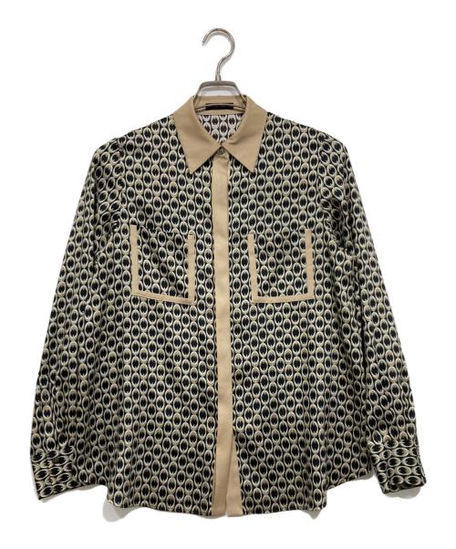 allureville（アルアバイル）allureville (アルアバイル) モダンチェーンプリント配色シャツ ブラック サイズ:2の古着・服飾アイテム