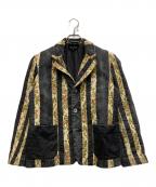 tricot COMME des GARCONSトリココムデギャルソン）の古着「花柄ストライプデニムテーラードジャケット」｜ブラック