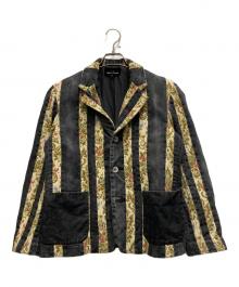 tricot COMME des GARCONS（トリココムデギャルソン）の古着「花柄ストライプデニムテーラードジャケット」｜ブラック