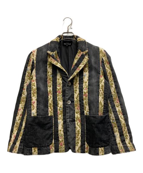 tricot COMME des GARCONS（トリココムデギャルソン）tricot COMME des GARCONS (トリココムデギャルソン) 花柄ストライプデニムテーラードジャケット ブラック サイズ:Mの古着・服飾アイテム