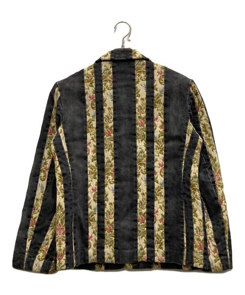 tricot COMME des GARCONS（トリココムデギャルソン）tricot COMME des GARCONS (トリココムデギャルソン) 花柄ストライプデニムテーラードジャケット ブラック サイズ:Mの古着・服飾アイテム