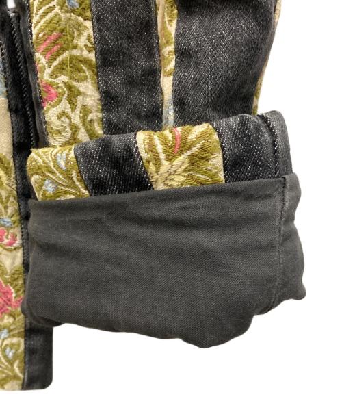 tricot COMME des GARCONS（トリココムデギャルソン）tricot COMME des GARCONS (トリココムデギャルソン) 花柄ストライプデニムテーラードジャケット ブラック サイズ:Mの古着・服飾アイテム