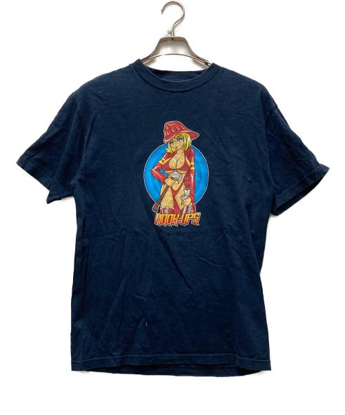 HOOK-UPS（フックアップス）HOOK-UPS (フックアップス) 00's プリントtシャツ ネイビー サイズ:Mの古着・服飾アイテム