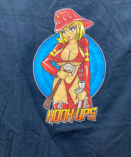 HOOK-UPS（フックアップス）HOOK-UPS (フックアップス) 00's プリントtシャツ ネイビー サイズ:Mの古着・服飾アイテム
