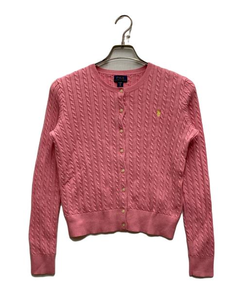 POLO RALPH LAUREN（ポロ・ラルフローレン）POLO RALPH LAUREN (ポロ・ラルフローレン) ケーブルニットカーディガン ピンク サイズ:E kids XL(16)の古着・服飾アイテム