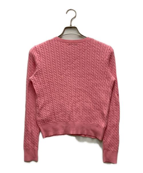 POLO RALPH LAUREN（ポロ・ラルフローレン）POLO RALPH LAUREN (ポロ・ラルフローレン) ケーブルニットカーディガン ピンク サイズ:E kids XL(16)の古着・服飾アイテム