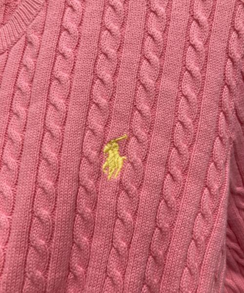 POLO RALPH LAUREN（ポロ・ラルフローレン）POLO RALPH LAUREN (ポロ・ラルフローレン) ケーブルニットカーディガン ピンク サイズ:E kids XL(16)の古着・服飾アイテム