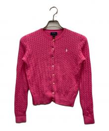 POLO RALPH LAUREN（ポロ・ラルフローレン）の古着「ケーブルニットカーディガン」｜ショッキングピンク