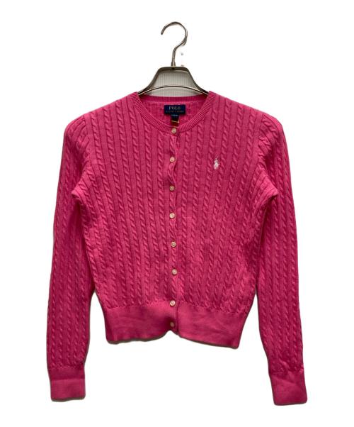 POLO RALPH LAUREN（ポロ・ラルフローレン）POLO RALPH LAUREN (ポロ・ラルフローレン) ケーブルニットカーディガン ショッキングピンク サイズ:kids L(12-14)の古着・服飾アイテム