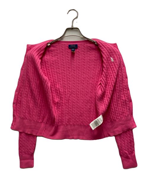 POLO RALPH LAUREN（ポロ・ラルフローレン）POLO RALPH LAUREN (ポロ・ラルフローレン) ケーブルニットカーディガン ショッキングピンク サイズ:kids L(12-14)の古着・服飾アイテム