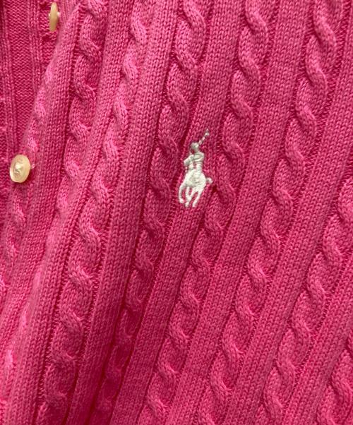 POLO RALPH LAUREN（ポロ・ラルフローレン）POLO RALPH LAUREN (ポロ・ラルフローレン) ケーブルニットカーディガン ショッキングピンク サイズ:kids L(12-14)の古着・服飾アイテム