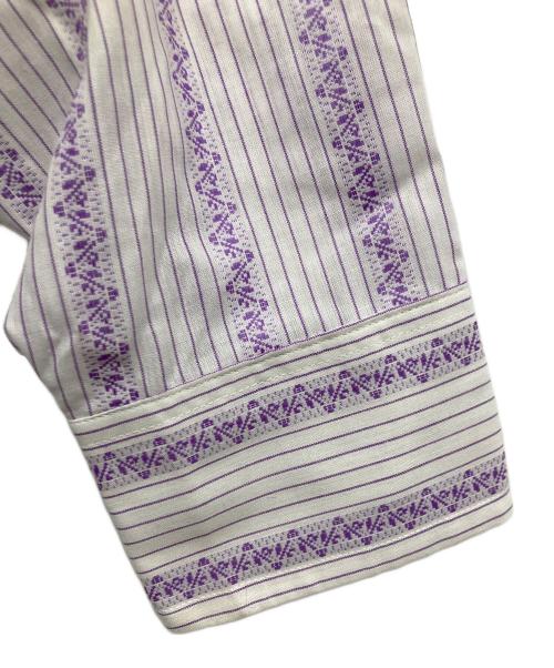 Belmont pacer by Arrow（ベルモントペーサーバイアロー）Belmont pacer by Arrow (ベルモントペーサーバイアロー) 70s stripe L/S shirts パープル×ホワイト サイズ:17-34の古着・服飾アイテム