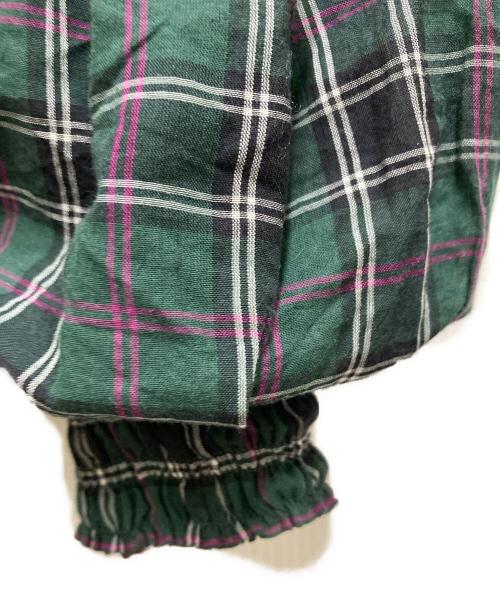 ne quittez pas（ヌキテパ）ne quittez pas (ヌキテパ) Cotton Voile Check Volume Sleeve Dress グリーン サイズ:Sの古着・服飾アイテム