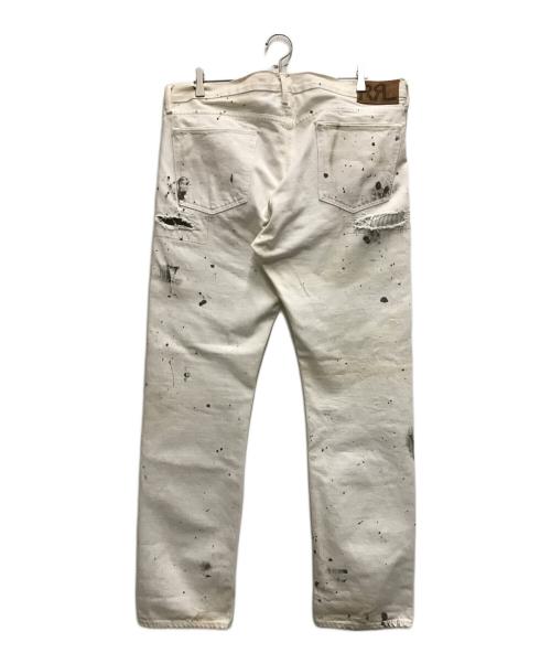 RRL（ダブルアールエル）RRL (ダブルアールエル) パッチワーク加工デニムパンツ ホワイト サイズ: 91cm (W36)の古着・服飾アイテム