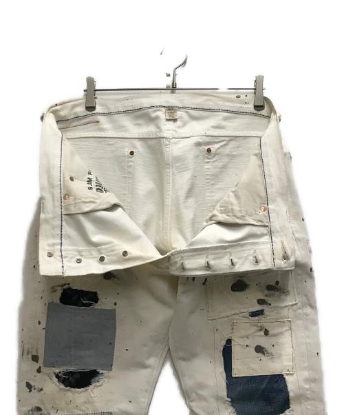 RRL（ダブルアールエル）RRL (ダブルアールエル) パッチワーク加工デニムパンツ ホワイト サイズ: 91cm (W36)の古着・服飾アイテム