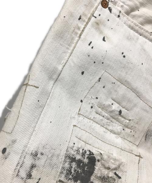 RRL（ダブルアールエル）RRL (ダブルアールエル) パッチワーク加工デニムパンツ ホワイト サイズ: 91cm (W36)の古着・服飾アイテム
