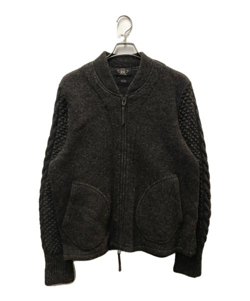 RRL（ダブルアールエル）RRL (ダブルアールエル) ウール×リネン フルジップ ニット ブラウン サイズ:Freeの古着・服飾アイテム