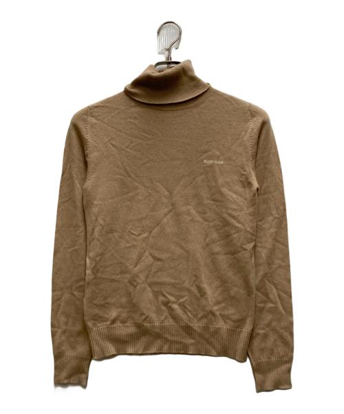 MIU MIU（ミュウミュウ）MIU MIU (ミュウミュウ) ロゴ刺繍カシミアタートルニット ベージュ サイズ:38の古着・服飾アイテム