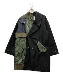 UN3D.（アンスリード）の古着「FABRIC MIX CT ファブリックミックスコート」｜ブラック×カーキ