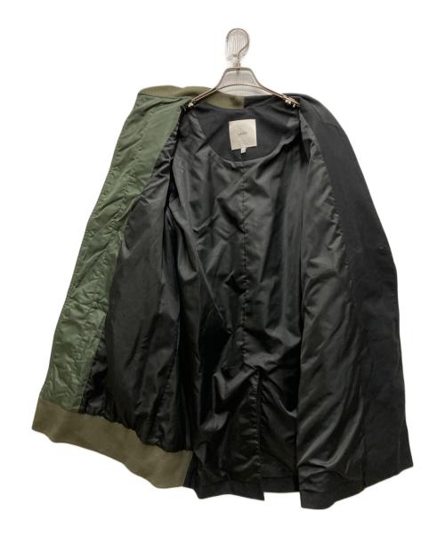 UN3D.（アンスリード）UN3D. (アンスリード) FABRIC MIX CT ファブリックミックスコート ブラック×カーキ サイズ:不明の古着・服飾アイテム