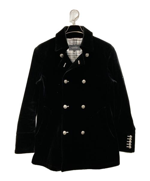 BURBERRY BLACK LABEL（バーバリーブラックレーベル）BURBERRY BLACK LABEL (バーバリーブラックレーベル) ベロアナポレオンコート ブラック サイズ:Ⅿの古着・服飾アイテム