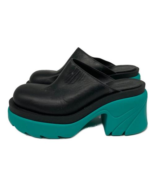 BOTTEGA VENETA（ボッテガベネタ）BOTTEGA VENETA (ボッテガベネタ) フラッシュ レザーサボサンダル ブラック×ライトブルー サイズ:37の古着・服飾アイテム