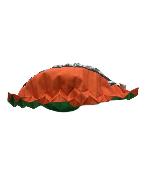 me ISSEY MIYAKE（ミーイッセイ ミヤケ）me ISSEY MIYAKE (ミーイッセイ ミヤケ) プリーツトートバッグ グリーン×オレンジの古着・服飾アイテム