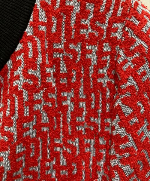 DIESEL（ディーゼル）DIESEL (ディーゼル) モノグラムジャガード半袖カーディガン レッド サイズ:Sの古着・服飾アイテム