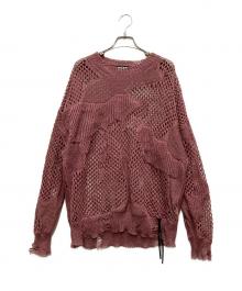 DIESEL（ディーゼル）の古着「ダメージかぎ編みニット」｜パープル
