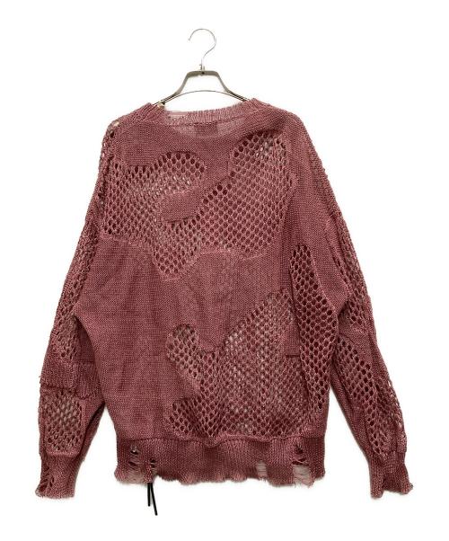 DIESEL（ディーゼル）DIESEL (ディーゼル) ダメージかぎ編みニット パープル サイズ:XSの古着・服飾アイテム