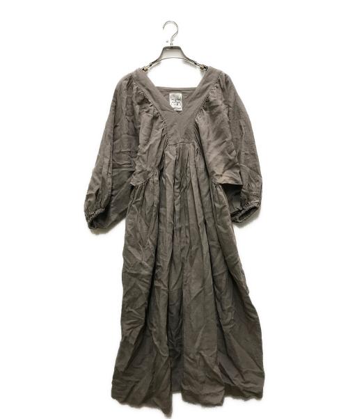CLOTH&CROSS（クロスアンドクロス）CLOTH&CROSS (クロスアンドクロス) リネンギャザーワンピース ピンク サイズ:Mの古着・服飾アイテム