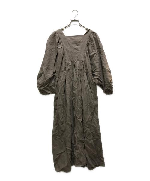 CLOTH&CROSS（クロスアンドクロス）CLOTH&CROSS (クロスアンドクロス) リネンギャザーワンピース ピンク サイズ:Mの古着・服飾アイテム