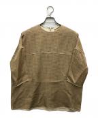 CELINEセリーヌ）の古着「千鳥格子 オーバーブラウス」｜ベージュ