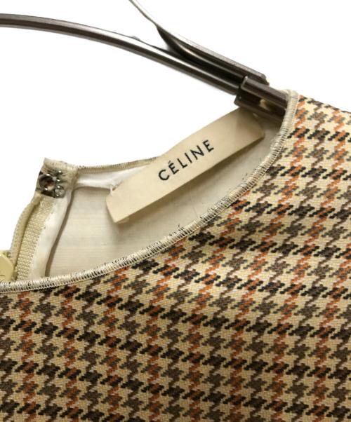 CELINE（セリーヌ）CELINE (セリーヌ) 千鳥格子 オーバーブラウス ベージュ サイズ: 36の古着・服飾アイテム
