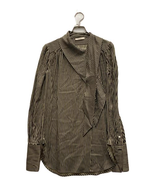 CELINE（セリーヌ）CELINE (セリーヌ) ストライプシャツ ブラック×ベージュ サイズ:34の古着・服飾アイテム