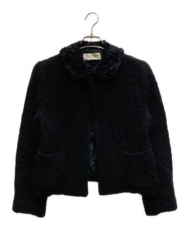 コムデギャルソン ファー襟付きカットソー　黒　XS 中古・古着通販】ROBE DE CHAMBRE COMME DES GARCONS (ローブド