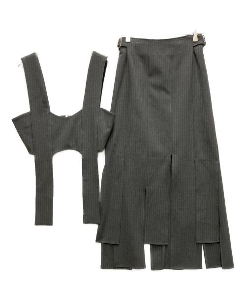 MUSUBORE（ムスボレ）musubore (ムスボレ) vents skirt ＆ bustier set-up グレーの古着・服飾アイテム