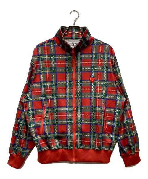 HEIHEI（ヘイヘイ）HEIHEI (ヘイヘイ) チェック イチゴ柄 トラックジャケット レッド サイズ:不明の古着・服飾アイテム